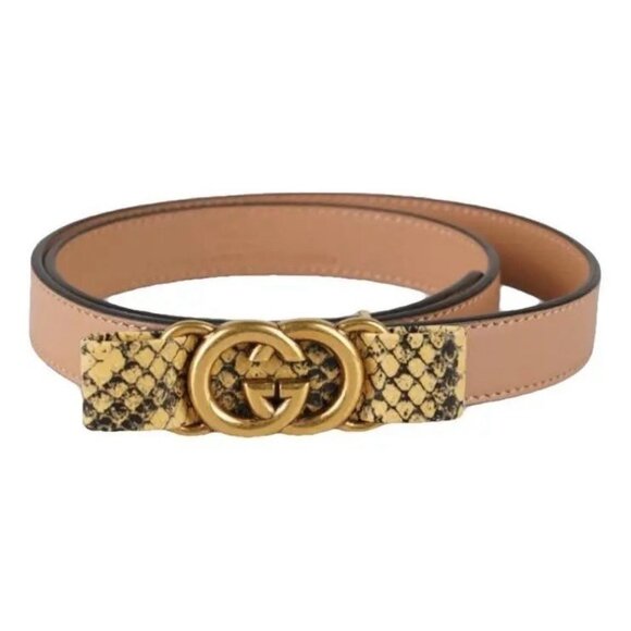 NWT GUCCI Belt Dark Beige Leather 70 Cm 28 In 100% Authentic Python GG - Picture 1 of 7